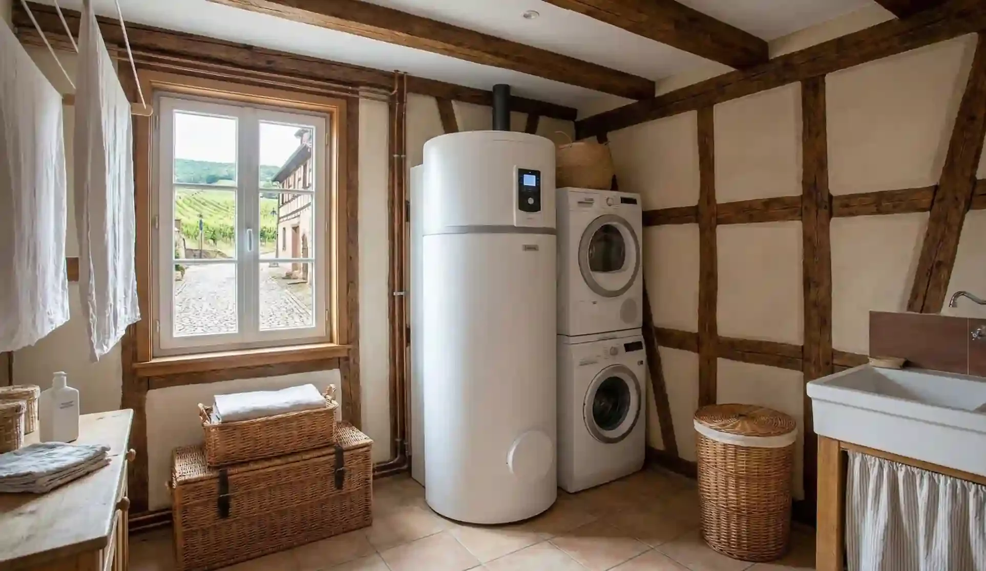 Installation chauffe-eau thermodynamique dans une maison alsacienne par SOLEST ÉNERGIES Bas-Rhin (67)