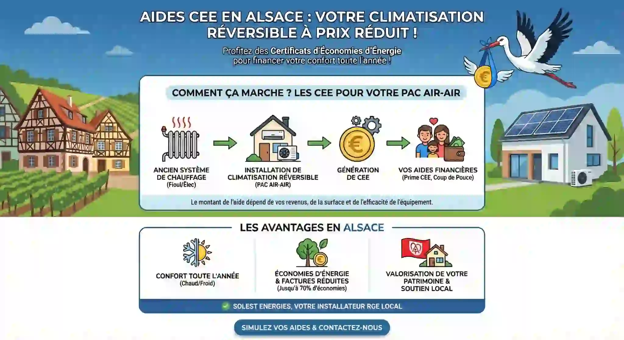 aides primes CEE installation climatisation reversible Alsace