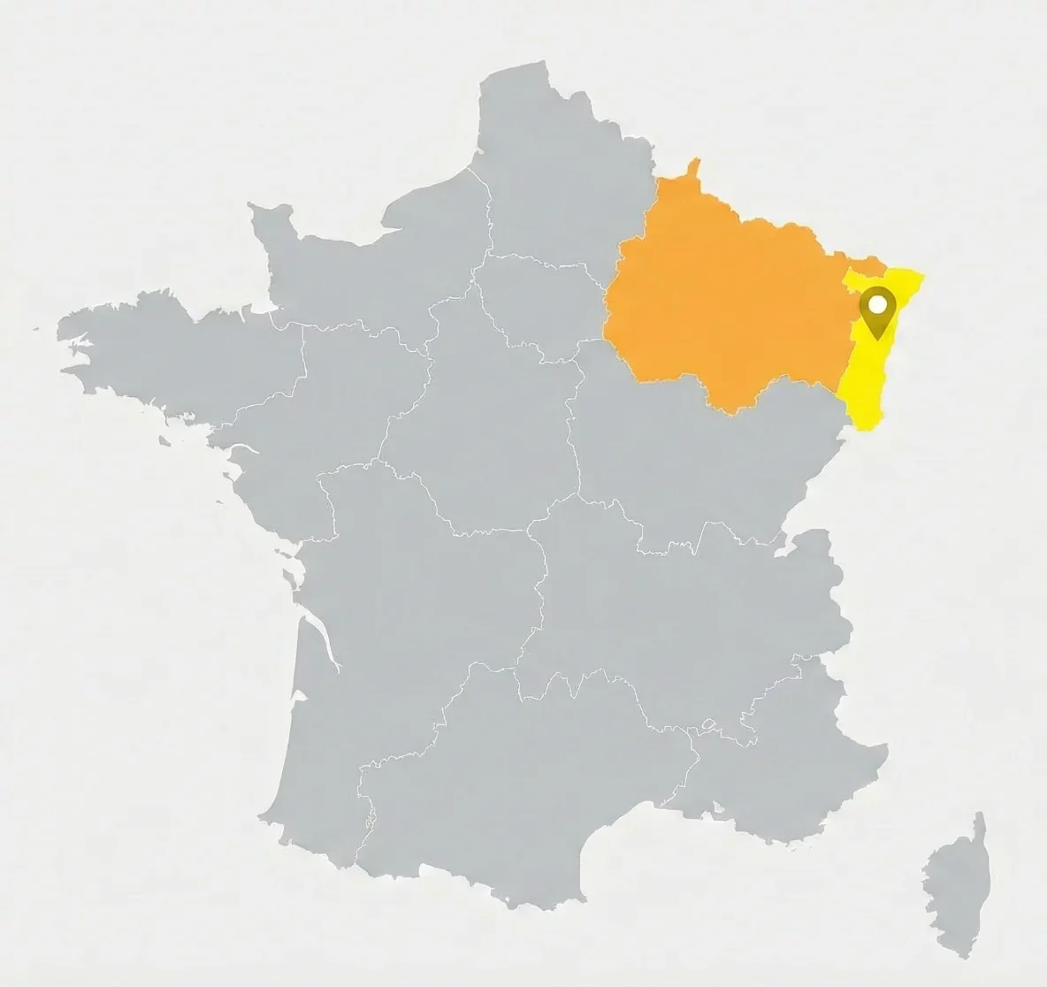 Carte de la zone d'intervention Solest Energies couvrant l'Alsace et le Grand Est