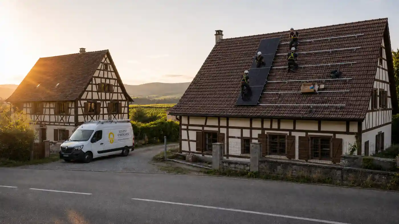 Installation photovoltaïque à Seltz dans le nord du Bas-Rhin par Solest Énergies