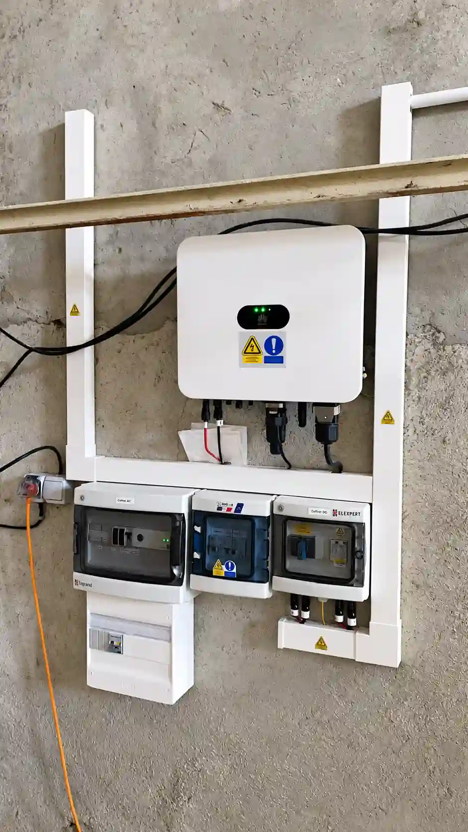 Installation électrique d'un système photovoltaïque dans un garage à Fellering